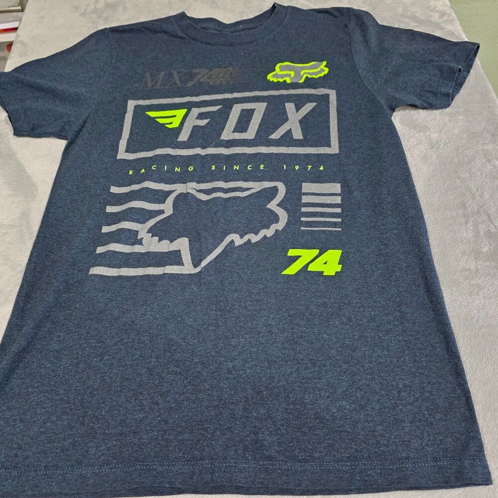 Fox Racing Shirt Mens Small Blue Graphic Short Sleeve Tee Grunge Moto Rider-MX74